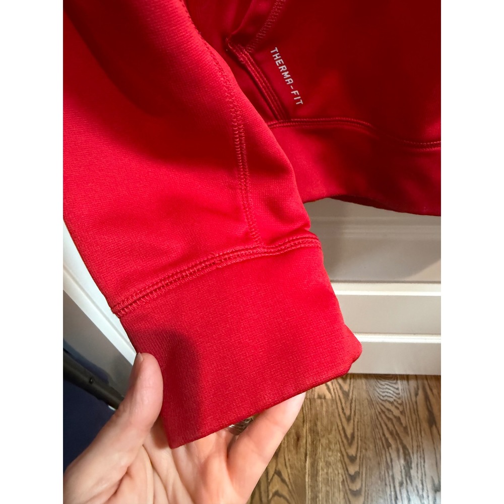 Nike Men Therma-FIT Pullover Hoodie Red Embroidered Swoosh Sweatshirt Training - Picture 8 of 11